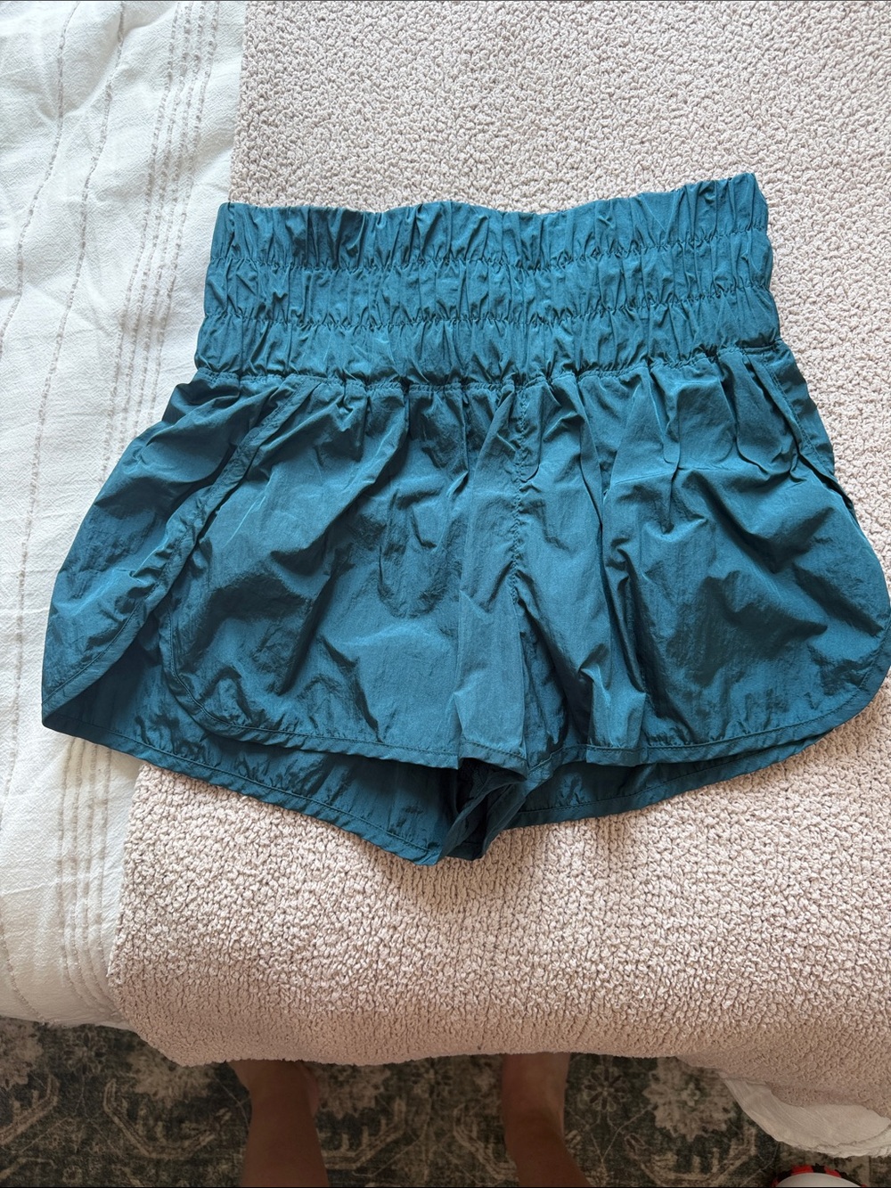 Free People High-Waist Smocked Teal Women's Shorts
